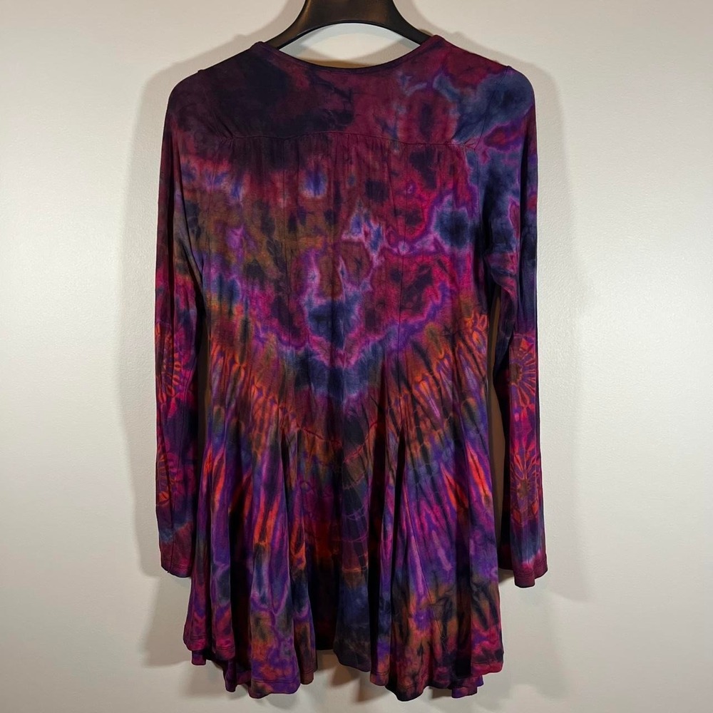 Sacred Threads Boho Arty Fairy Tie Dye Open Front Cardigan OS XL Hippie Festival - Picture 7 of 8